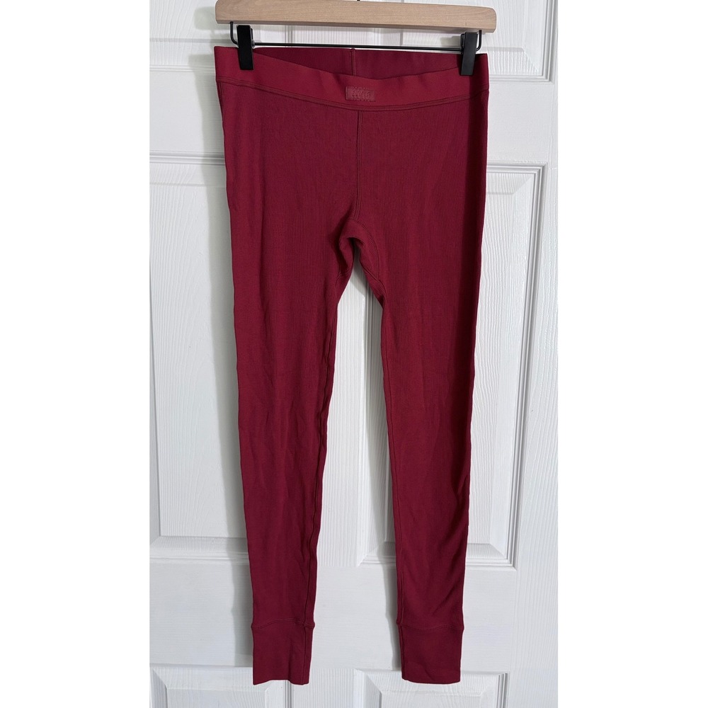 SKIMS Cotton Rib Leggings S Cherry Red High Waisted Loungewear Sleep Pants